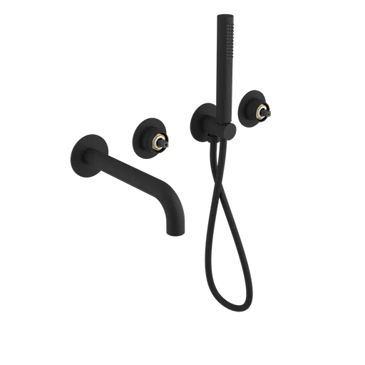 SAPHO - ULTRAMIX telo podomietkovej vaňovej batérie s výtokovou hubicou a ručnou sprchou, 2 výstupy, čierná mat UT093B-1