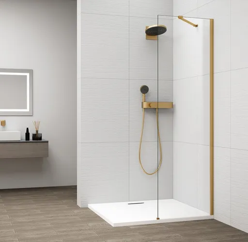 POLYSAN - ESCA GOLD MATT jednodielna sprchová zástena na inštaláciu k stene, číre sklo, 600  ES1060-04