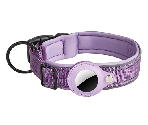 PROTEMIO GLOWY PAW Reflexný obojok pre Apple AirTag VEĽKOSŤ: L - fialový