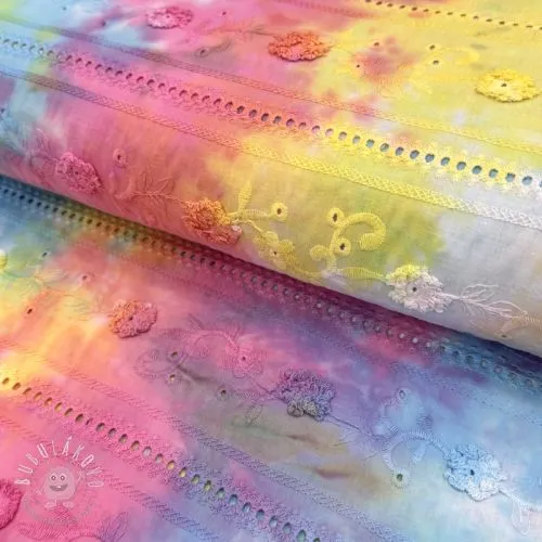 Bavlnená látka EMBROIDERY Tie dye Della design B