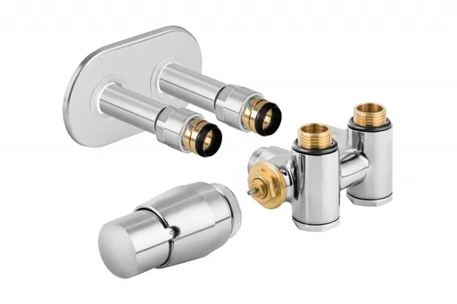 HOPA - THERMCOMBI-SET, stredový ventil s pripojením pre elektrickú tyč - Farba - Chróm, Variant - Ľavá RDTHERMCOMSETLC