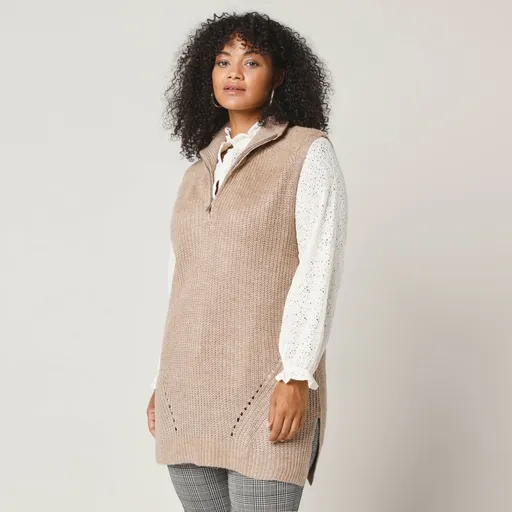 Tuniková vesta so stojačikom na zips