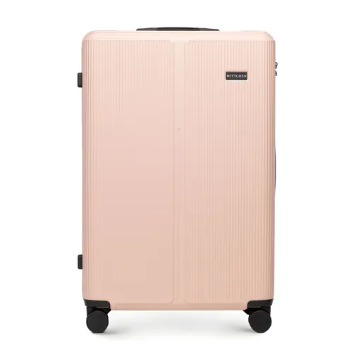 Veľký kufor ABS s jemnými pruhmi, púdrová ružová 56-3A-603-34P