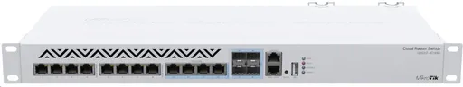MikroTik Cloud Router Switch CRS312-4C + 8XG-RM, 650MHz CPU, 64MB, 1x GLAN, 8x10G, 4x10G Combo, slot, vr. L5