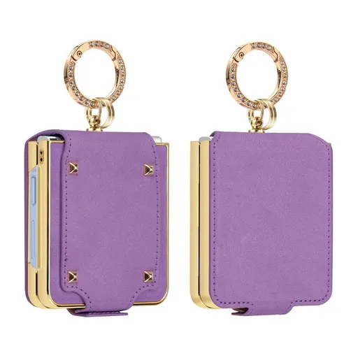 LEATHER Kryt s držiakom pre Samsung Galaxy Z Flip7 5G fialový