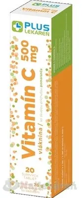 Plus Lekáreň Vitamín C 500mg + vláknina tbl eff s príchuťou pomaranča 20 ks
