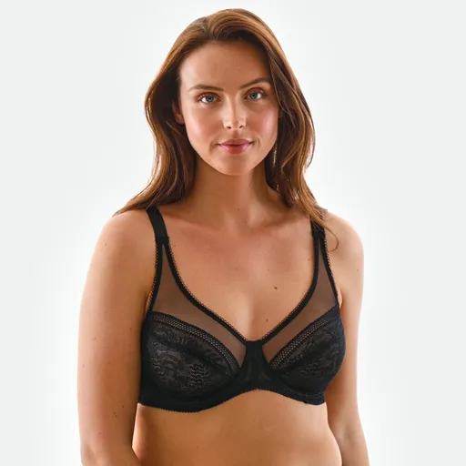 Zmenšujúca podprsenka z čipky a tylu Camana, s kosticami