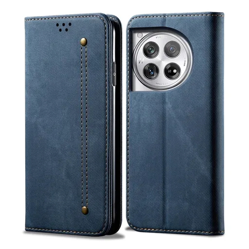 DENIM Peňaženkový kryt pre OnePlus 12 modrý