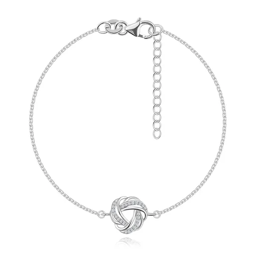 Náramok v 925 striebre - uzol s trojitým ramenom, číre zirkóny